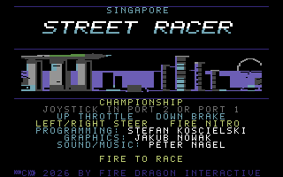 Singapore Street Racer: Neon Circuit — Commodore 64 runtime screenshot 2